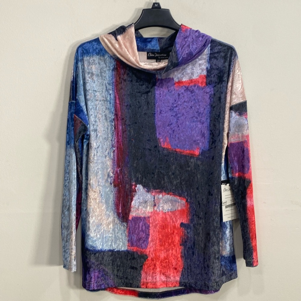Claire Desjardines Top Abstract Psychedelic Print Large Art to Wear